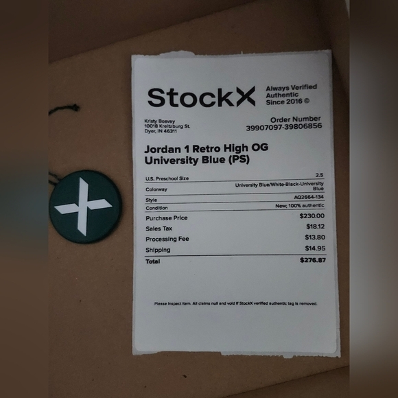 Jordan 1 Retro High OG University Blue (PS) Size 2.5 - Picture 5 of 6